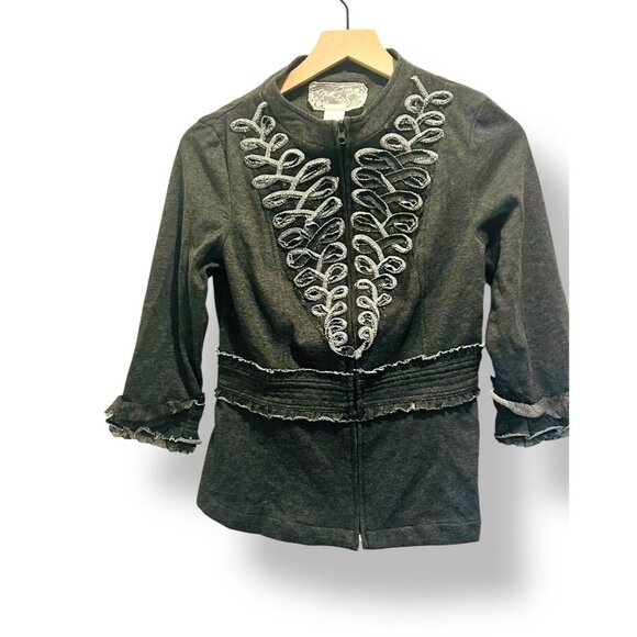Anthropologie Jackets & Blazers - Anthropologie Nick & Mo Textured Lace Jacket Womens Size Small Zipper Closure